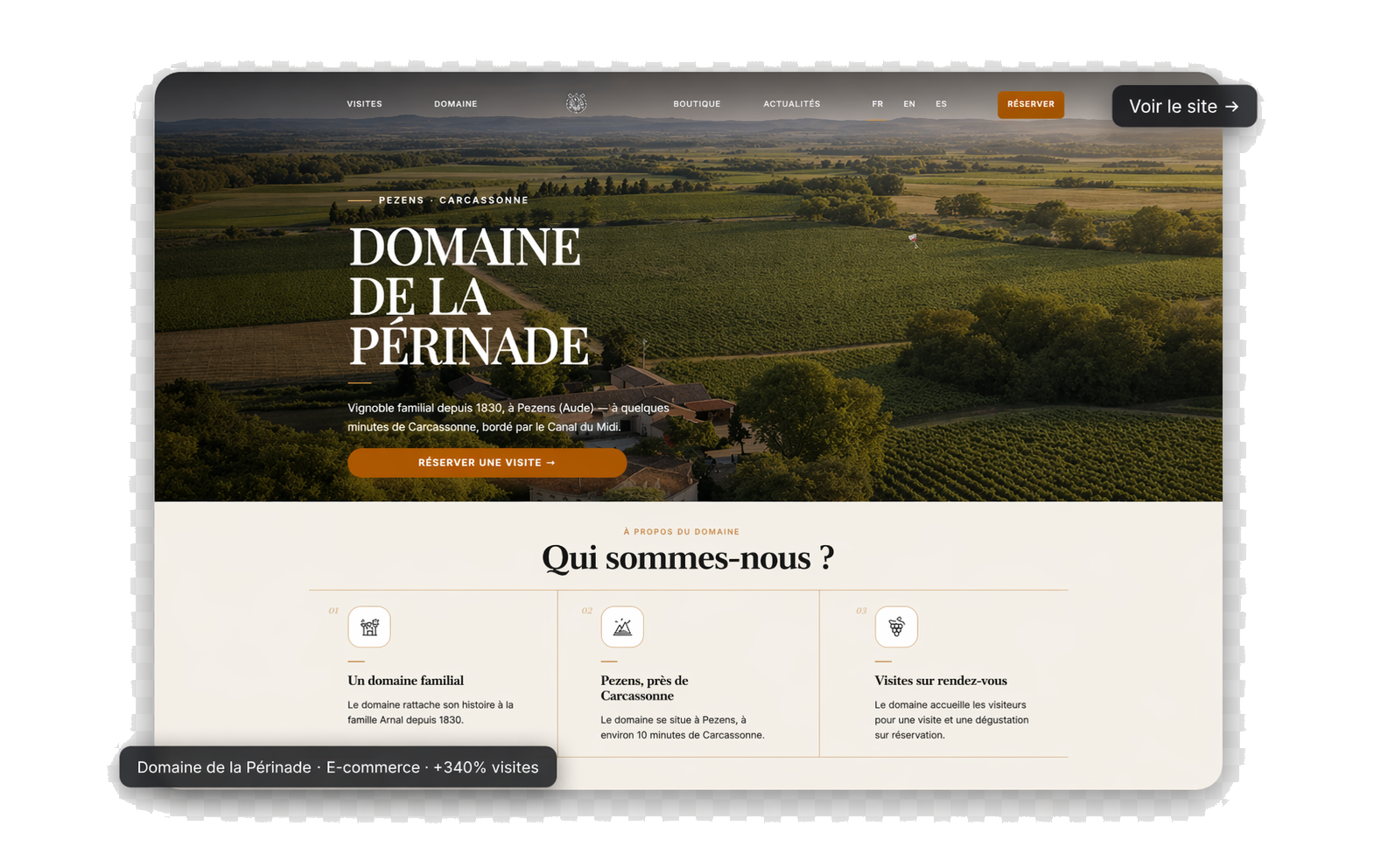 Aperçu du site Domaine de la Périnade